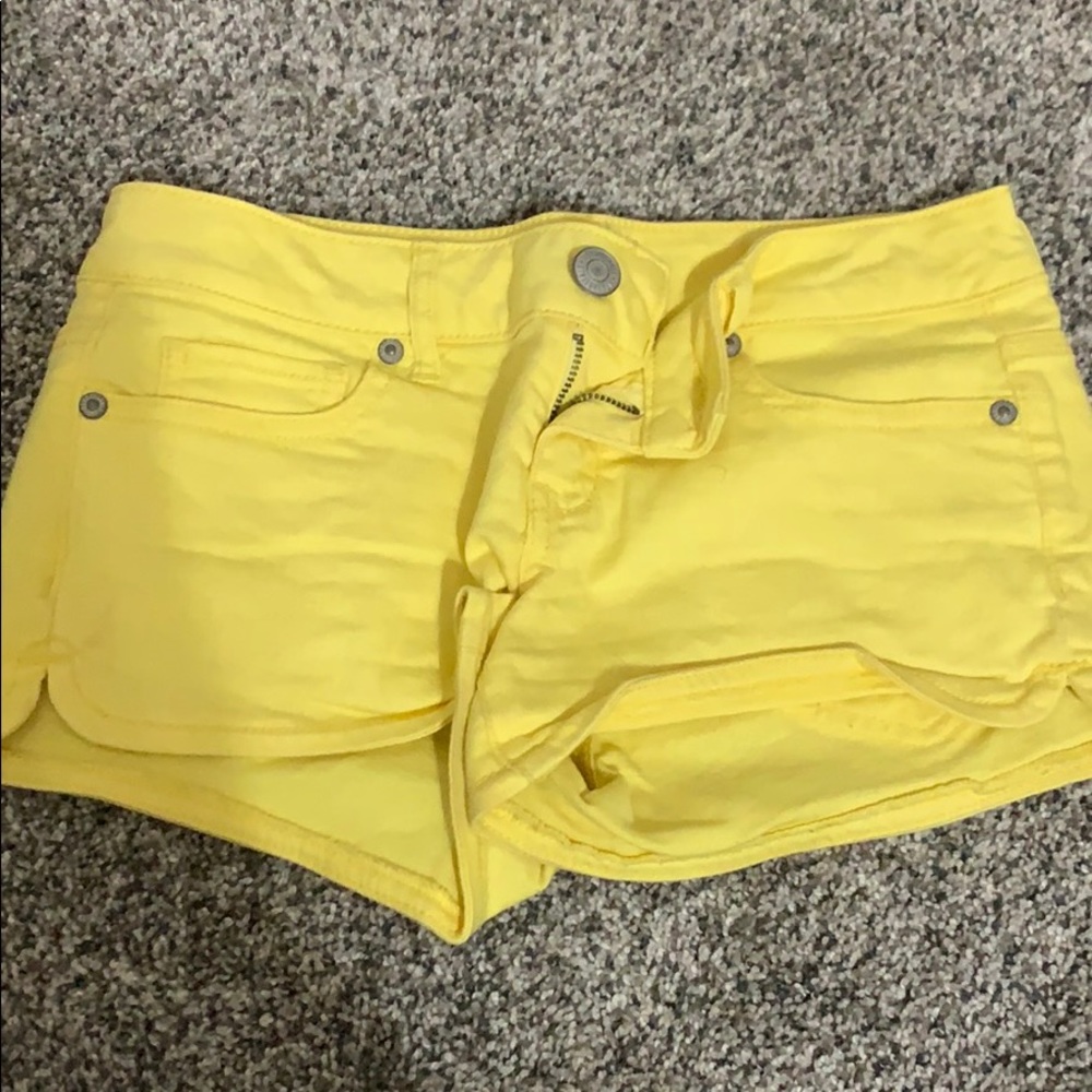 Bright yellow jean shorts